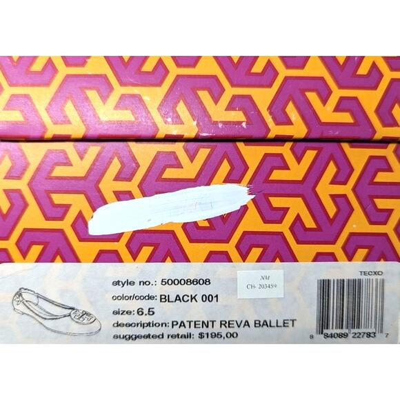 Tory Burch Patent Reva Ballet Flats Black Size 6.5 with Box - Picture 7 of 7
